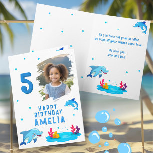 Cute Dolphin Sea Animals Photo Birthday  Card