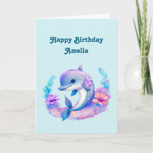 Cute Dolphin Sea Creature Birthday Card