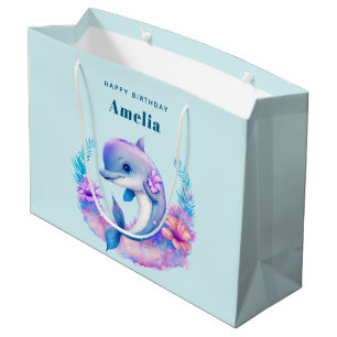 Cute Dolphin Sea Creature Birthday Large Gift Bag