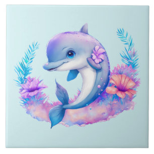 Cute Dolphin Sea Creature Ceramic Tile