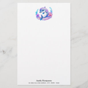 Cute Dolphin Sea Creature Stationery