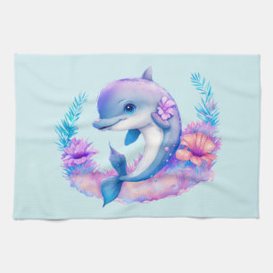 Cute Dolphin Sea Creature Tea Towel
