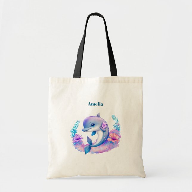 Cute Dolphin Sea Creature Tote Bag (Front)