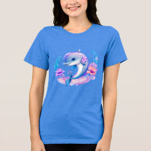 Cute Dolphin Sea Creature Tri-Blend Shirt