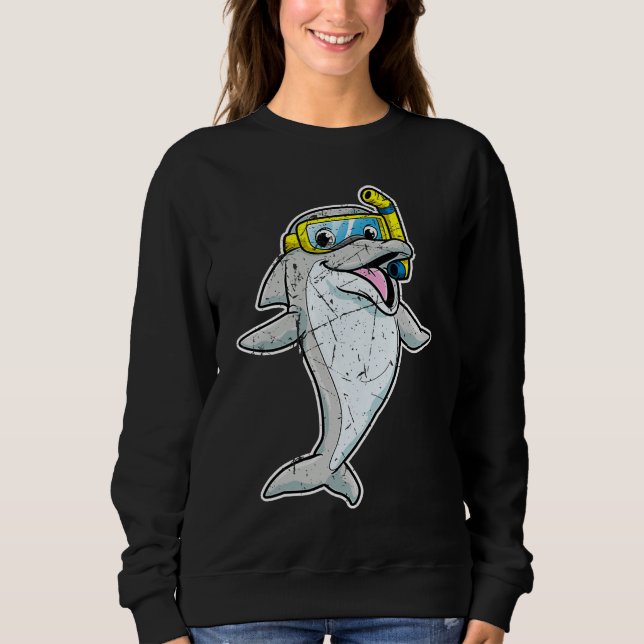Cute Dolphin Snorkel Whale Sea Animal Cool Men Wom Sweatshirt (Front)