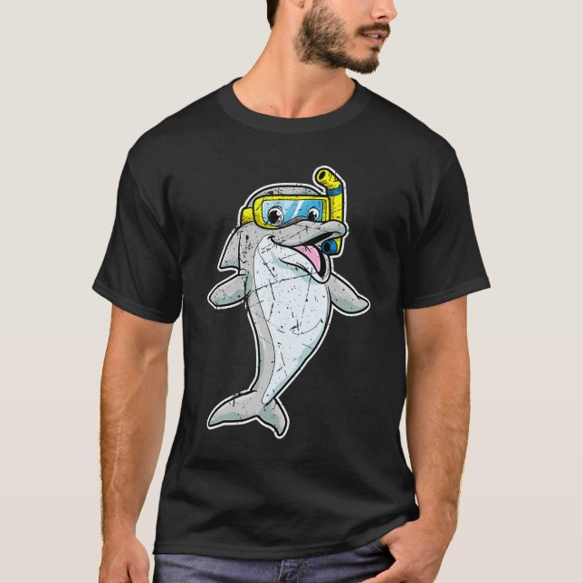 Cute Dolphin Snorkel Whale Sea Animal Cool Men Wom T-Shirt (Front)