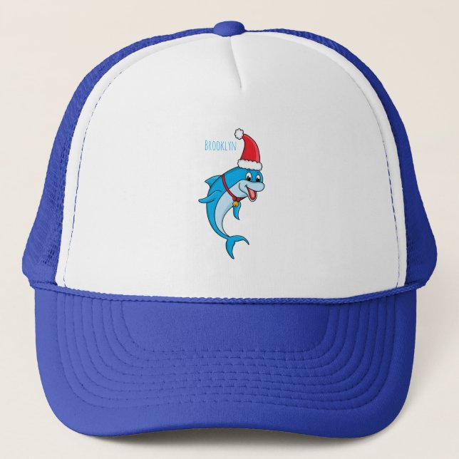 Cute dolphin with Santa hat cartoon (Front)
