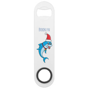 Cute dolphin with Santa hat cartoon