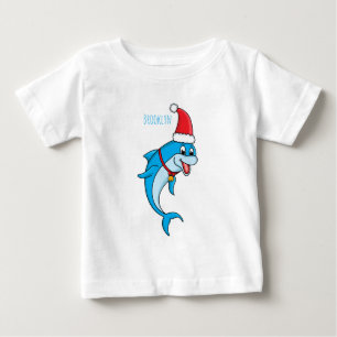 Cute dolphin with Santa hat cartoon Baby T-Shirt