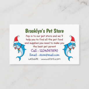 Cute dolphin with Santa hat cartoon Business Card