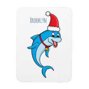 Cute dolphin with Santa hat cartoon Magnet