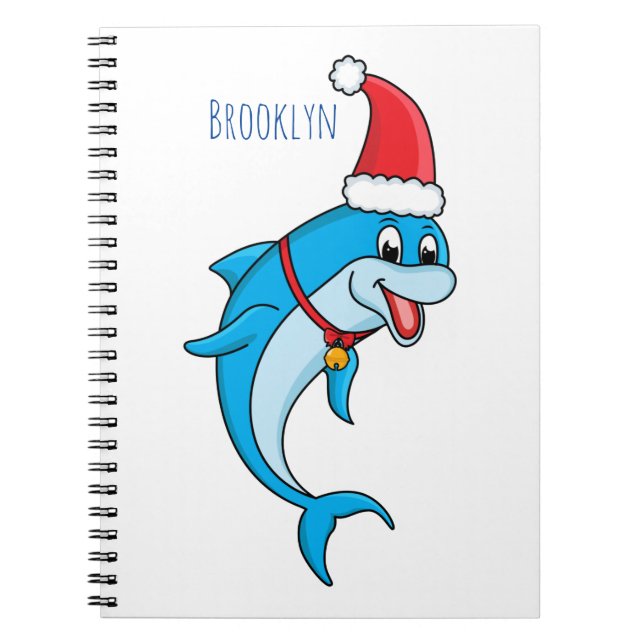 Cute dolphin with Santa hat cartoon Notebook (Front)