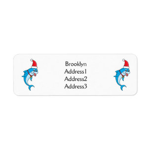 Cute dolphin with Santa hat cartoon Return Address Label