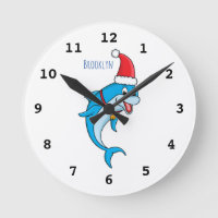 Cute dolphin with Santa hat cartoon