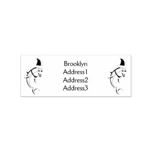 Cute dolphin with Santa hat cartoon Rubber Stamp