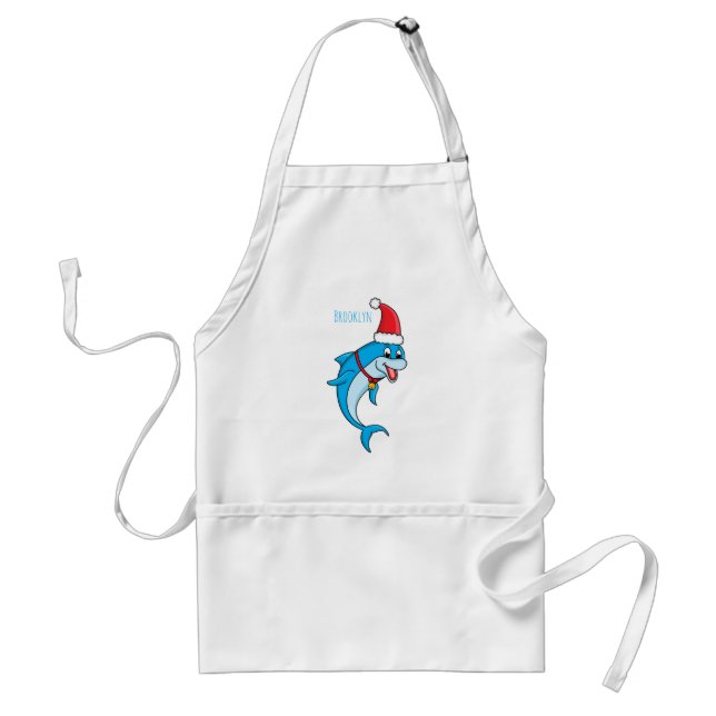 Cute dolphin with Santa hat cartoon Standard Apron (Front)