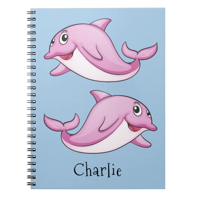 Cute Dolphins custom name notebook (Front)