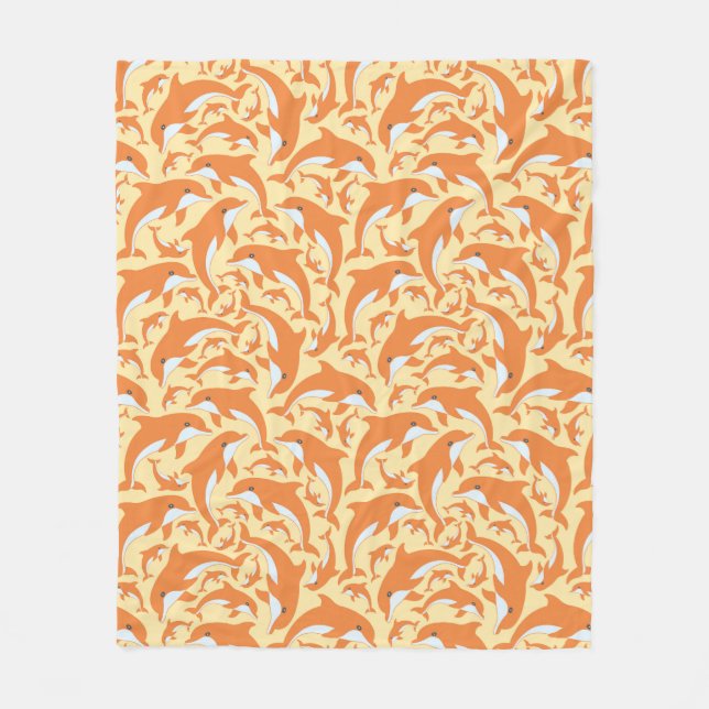 Cute Dolphins Fleece Blanket (Front)