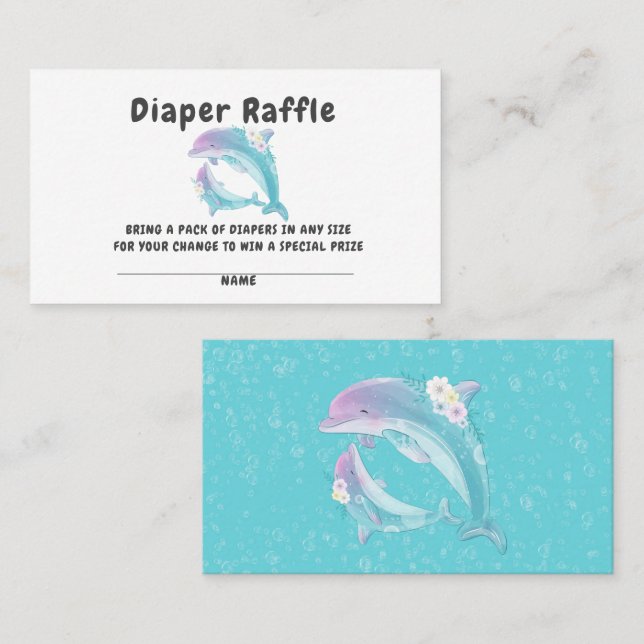 Cute Dolphins Girl  Baby Shower Business Card (Front/Back)