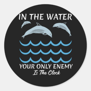 Cute Dolphins In The Water Classic Round Sticker