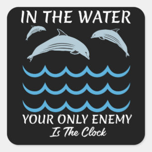 Cute Dolphins In The Water Square Sticker
