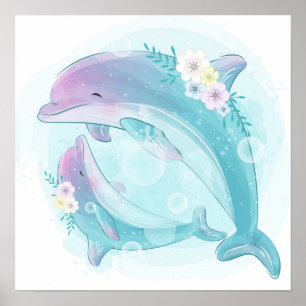 Cute Dolphins Poster
