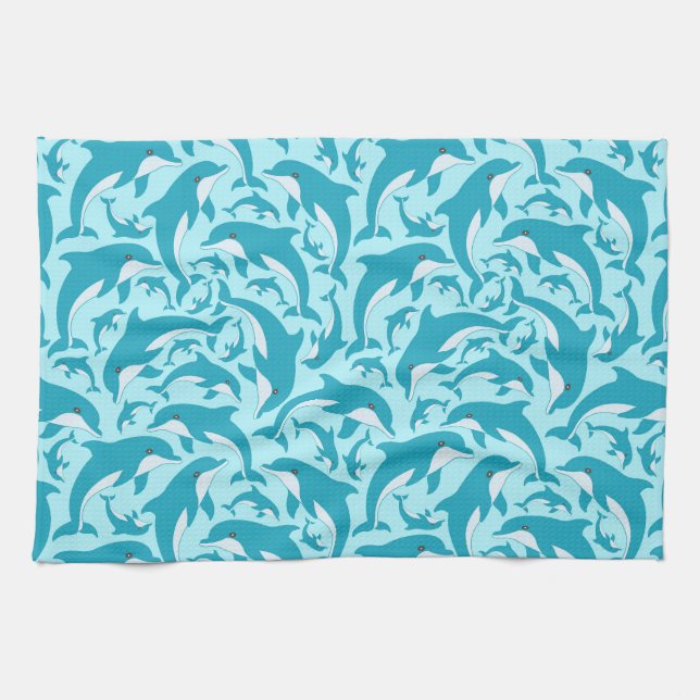 Cute Dolphins Tea Towel (Horizontal)
