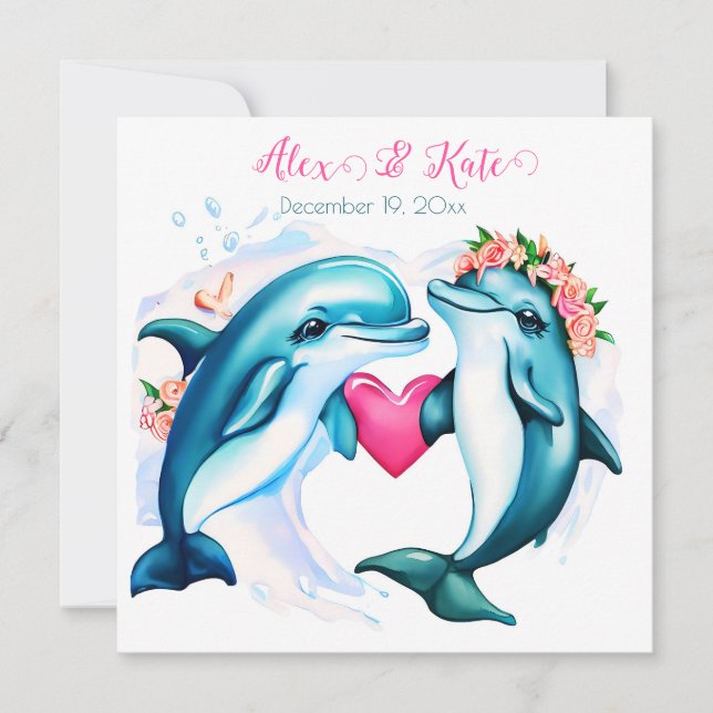 Cute dolphins thank you card (Front)