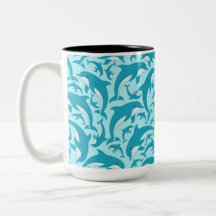 Cute Dolphins Two-Tone Coffee Mug