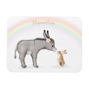 Cute donkey and rabbit personalised fridge magnet