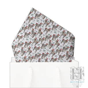 Cute Donkey Christmas Tissue Paper in White