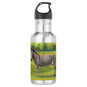 Cute Donkey Grey Burro In Pasture 532 Ml Water Bottle
