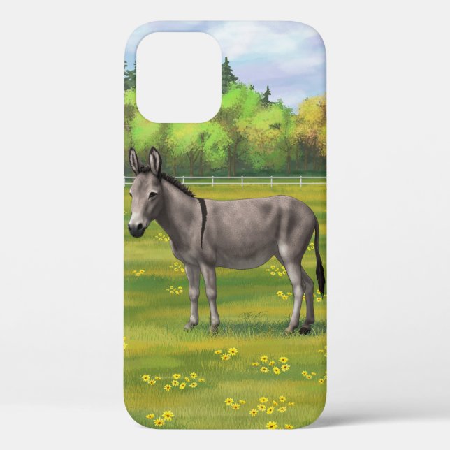 Cute Donkey Grey Burro In Pasture Case-Mate iPhone Case (Back)