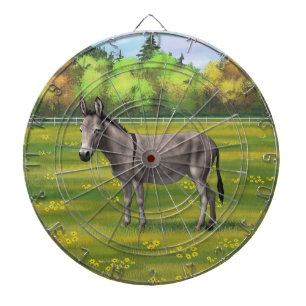 Cute Donkey Grey Burro In Pasture Dartboard