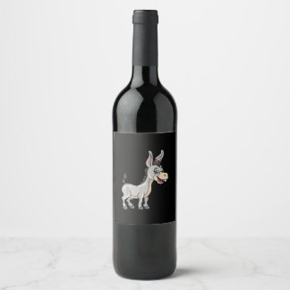Cute Donkey Illustration Lover Gift Farmer Funny Wine Label