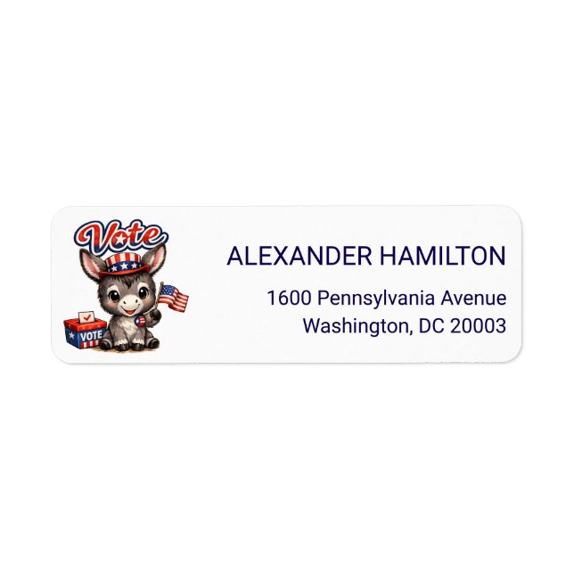 Cute Donkey Patriot Return Address Label (Front)