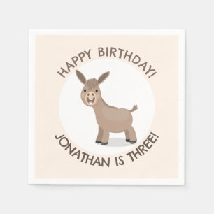 Cute donkey personalised cartoon birthday napkin