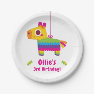 Cute Donkey Pinata Birthday Party Colourful Fiesta Paper Plate