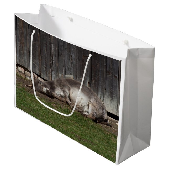 Cute Donkey Resting After A Sand Bath Large Gift Bag (Front Angled)