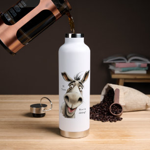 Cute Donkey saying Hi there, how're you doing. Water Bottle