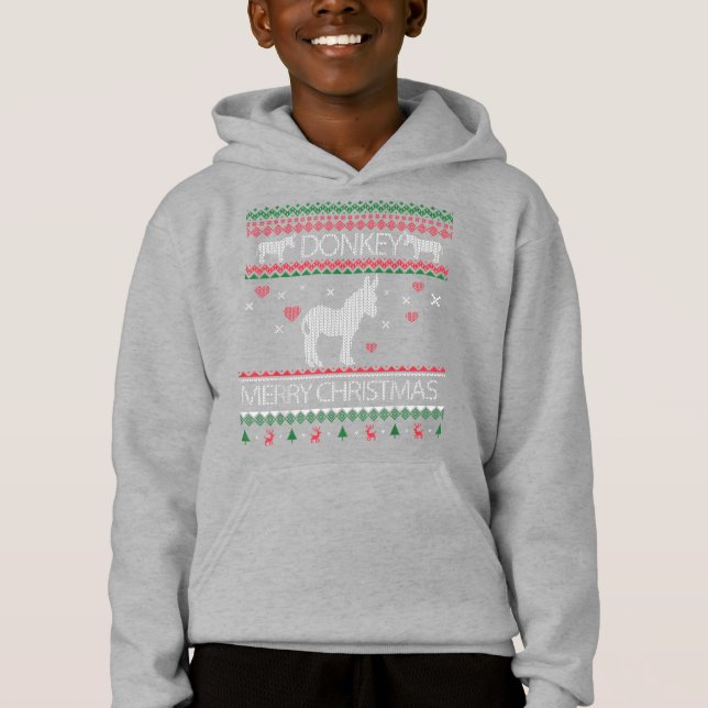 Cute Donkey Ugly Sweater Christmas Holiday Winter (Front)