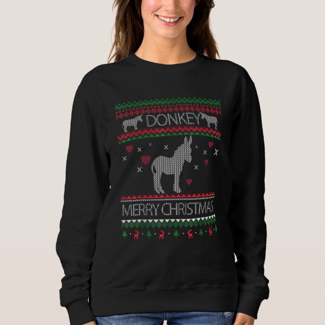 Cute Donkey Ugly Sweater Christmas Holiday Winter  (Front)