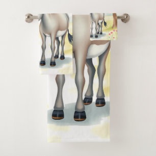 Cute Donkey Watercolor Spring Bath Towel Set