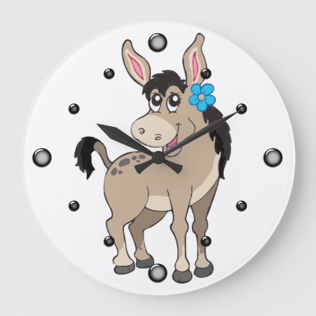 Cute Donkey with Flower Wall Clock (Front)