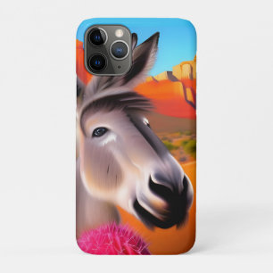 Cute Donkey with flowering cactus iPhone 11 Pro Case