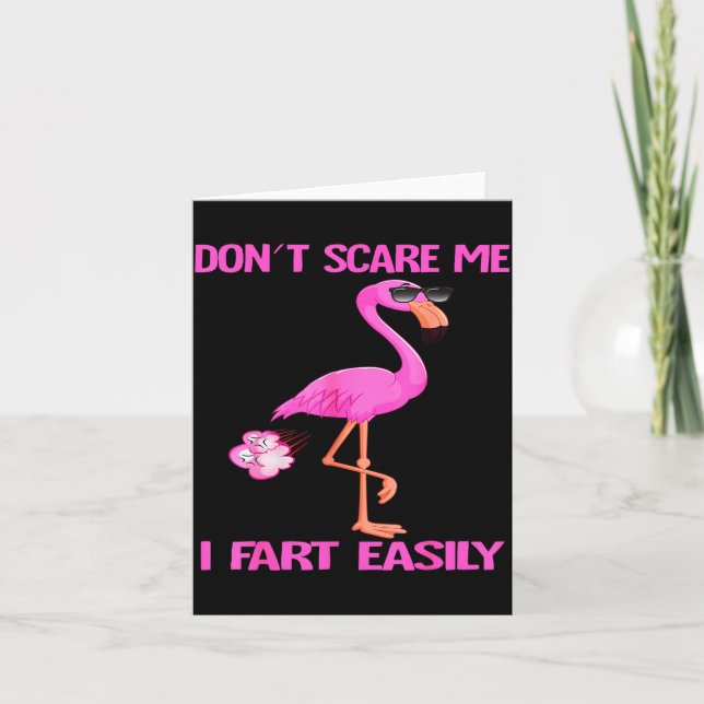Cute Don't E Me I Fart Easy Fart Joke Flamingo Wom Card (Front)