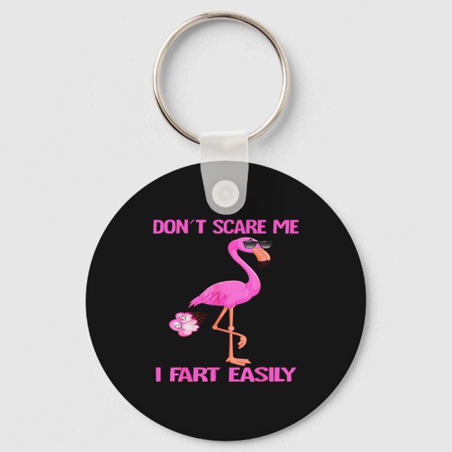 Cute Don't E Me I Fart Easy Fart Joke Flamingo Wom Key Ring (Front)