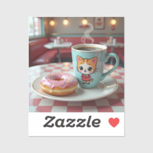 Cute Donut and Coffee at Retro Diner