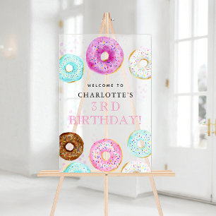 Cute Donut Themed Birthday Party Welcome Acrylic Sign