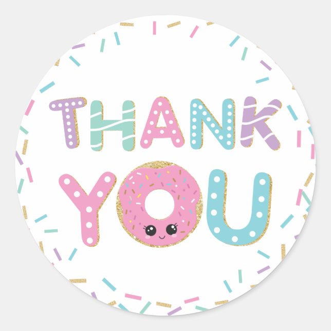 Cute Donuts Doughnuts Thank You Favor Gift Classic Round Sticker (Front)
